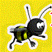 Yellow square with cartoon bee
